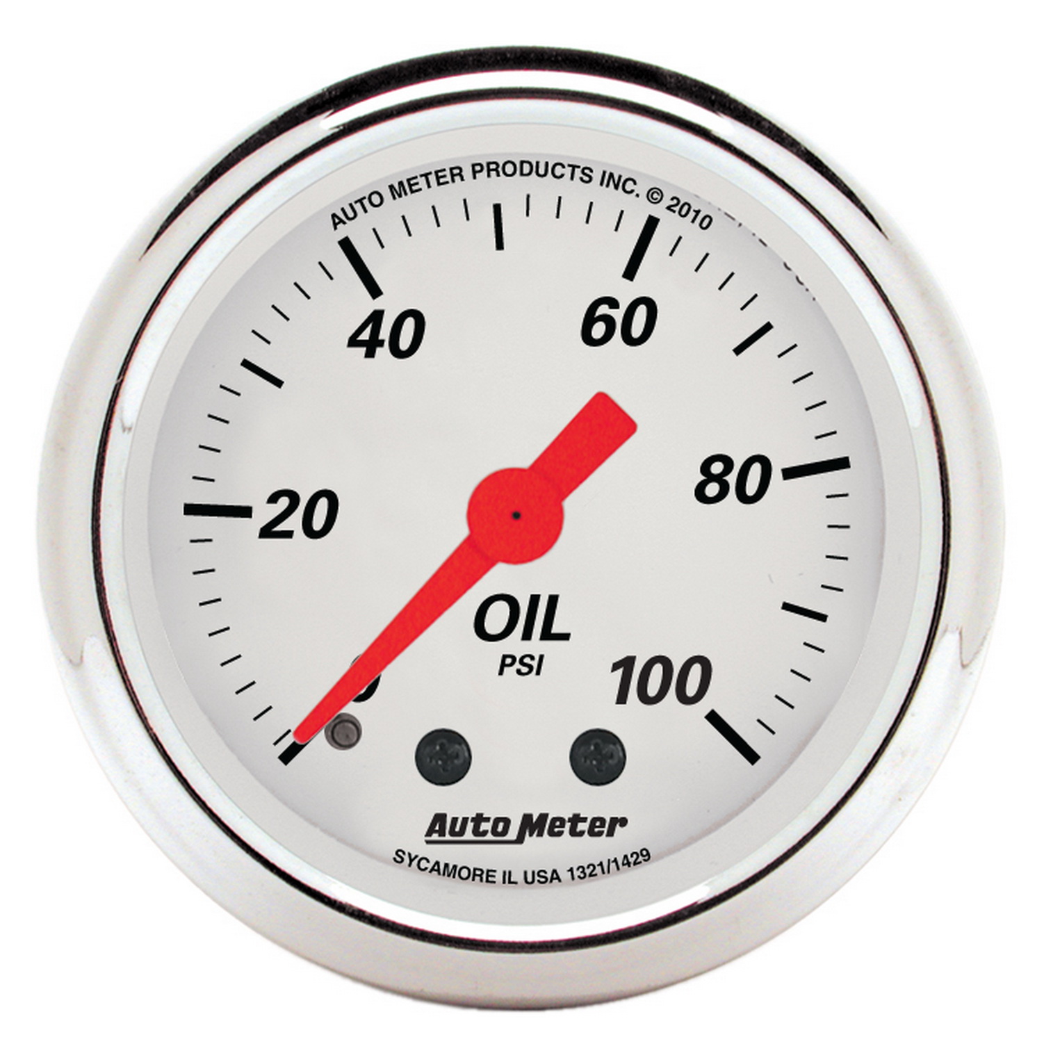 AutoMeter 2-1/16 in. OIL PRESSURE, 0-100 PSI, ARCTIC WHITE